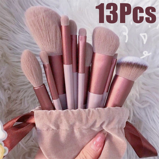 13-Piece Makeup Brush Set - Foundation, Concealer, Blush, Powder & Eye Brushe