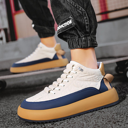 Casual Lace Up Sneakers For Men Fashion Comfortable Versatile Thick-soled Walking Running Shoes