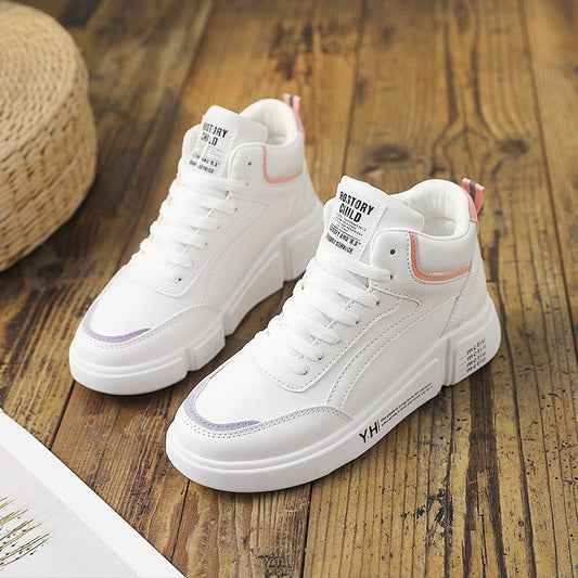 High Top Women Leather Casual Sneakers, GIRLS SNEAKERS