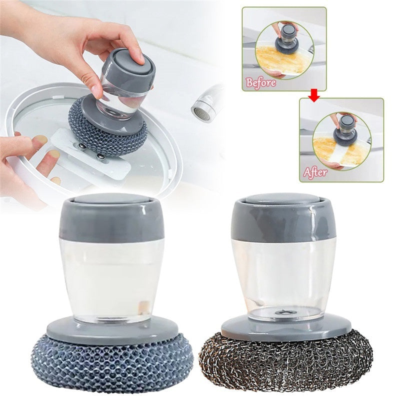 Soap Dispensing Push-Type Kitchen Brush