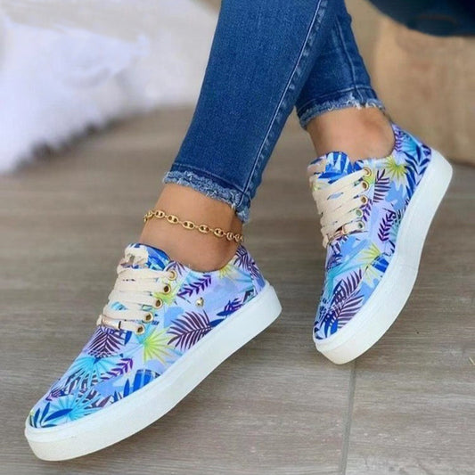 Canvas Shoes For Women Lace-Up Flats  Casual Sneakers Round Toe Shoes