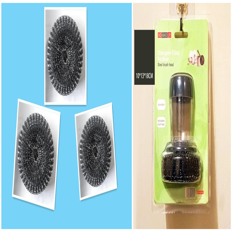 Soap Dispensing Push-Type Kitchen Brush