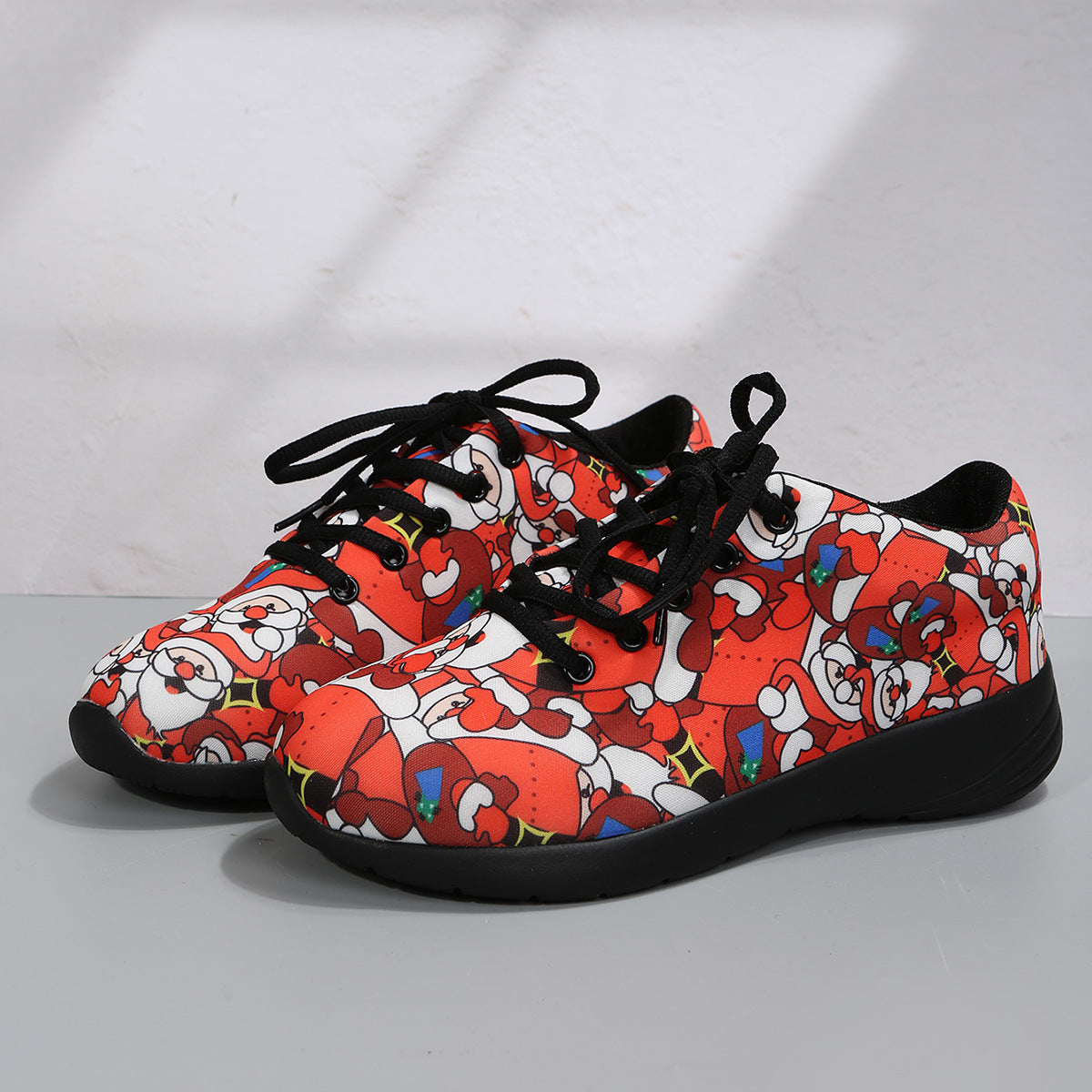 Women's Floral Santa Claus Sneakers And Nude British Lefu Shoes For Women